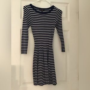Navy and grey sweater dress
